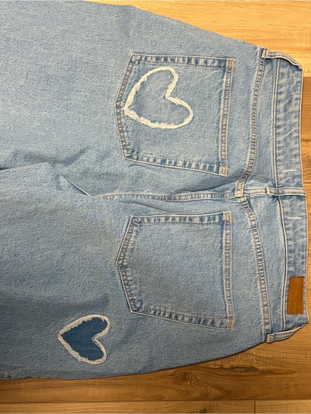 Social Tourist Light Blue Jeans with Heart Patch denim Accents